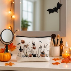 DOFQZ Halloween Ghost Dogs Lover Gifts Makeup Bag, Horror Spooky 23Child
