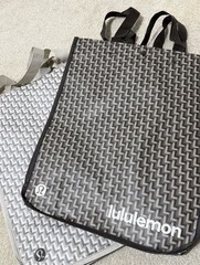 2 New Lululemon Large Reusable Shopper Tote Bag Limited Edition Ivory And Brown