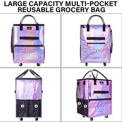 Large Reusable Grocery Bag On 5 Wheels, 130L Foldable Rolling Tote Bag, Heavy…