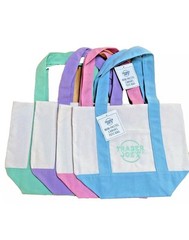 Trader Joe’s Mini Pastel Canvas Tote Bags Set of 4 (Pink, Lavender, Green, Blue)