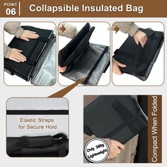 Insulated Grocery Bags Removable Bottom Board Zippered Reusable Cooler 1 PCS