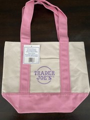 ~ TRADER JOES ~ PASTEL DELICATE PINK COLOR ~ MINI CANVAS TOTE BAG ~ BRAND NEW ~