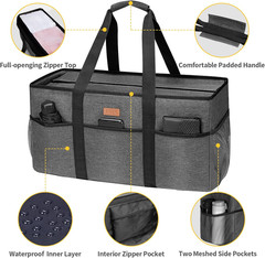 Stand up Extra Large Utility Tote Bag with Lid, Utility Tote Bag with Metal Wire