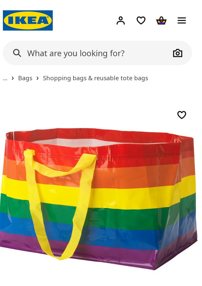 IKEA STORSTOMMA Rainbow Pride Shopping Bag Large Reusable Tote LGBTQ Multicolor