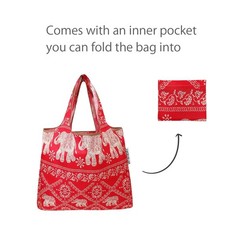 Foldable Tote Nylon Reusable Grocery Bag (Set of 2), Regal Elephants