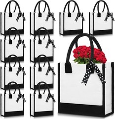 12 Pcs Small Canvas Tote Gift Bags Bulk Women Size 10 x 10 x 4 Inch Sublimation