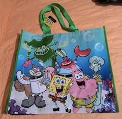 SpongeBob SquarePants Reusable Green Jumbo Shopping Gift Bag with Handle🆕🆓Ship