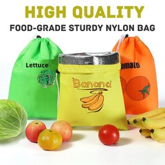 3Pcs Storage Bag with Aluminum Lining – 13.7×11″, Banana & Lettuce Fresh Reus…