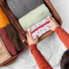 Cherry Makeup Bag Quilted Cute, Travel Cosmetic Bags for white red