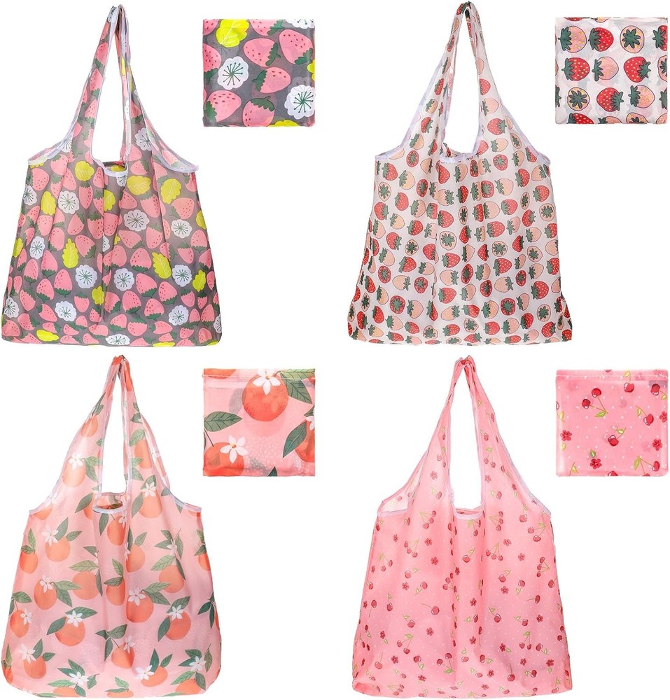 4 PCS Reusable Bags Foldable,Foldable Reusable Bag,Reusables Foldables Grocery