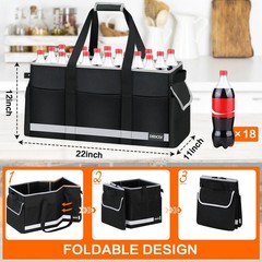 Extra Large Utility Tote Bag Reflective Strip Hard Bottom Grocery Beach Car
