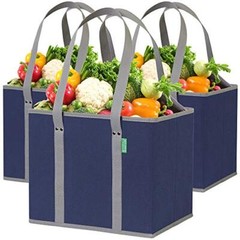 Reusable Grocery Bags 3 Pack – Heavy Duty Reusable Shopping Bags with Box Sha…