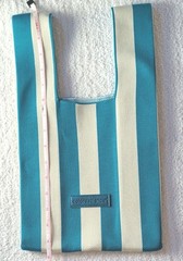 Colorescience Blue & Beige Striped Reusable Tote Shopping Bag 16in x 9in