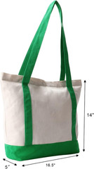 Canvas Tote Bags, 16.5″X14″X5″, Heavy Duty Plain Canvas, Zipper Reusable Bulk Cl