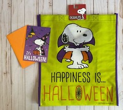 Peanuts Snoopy Vampire Happiness Halloween Reusable Tote Bag + Card + Stickers