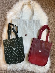 Lululemon Reusable Shopping Tote Bag Large Gray White Small Green Red Lot 3 New