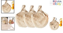 Versatile Reusable Cotton Grocery Bags in Beige – Retro Style & Machine Washable