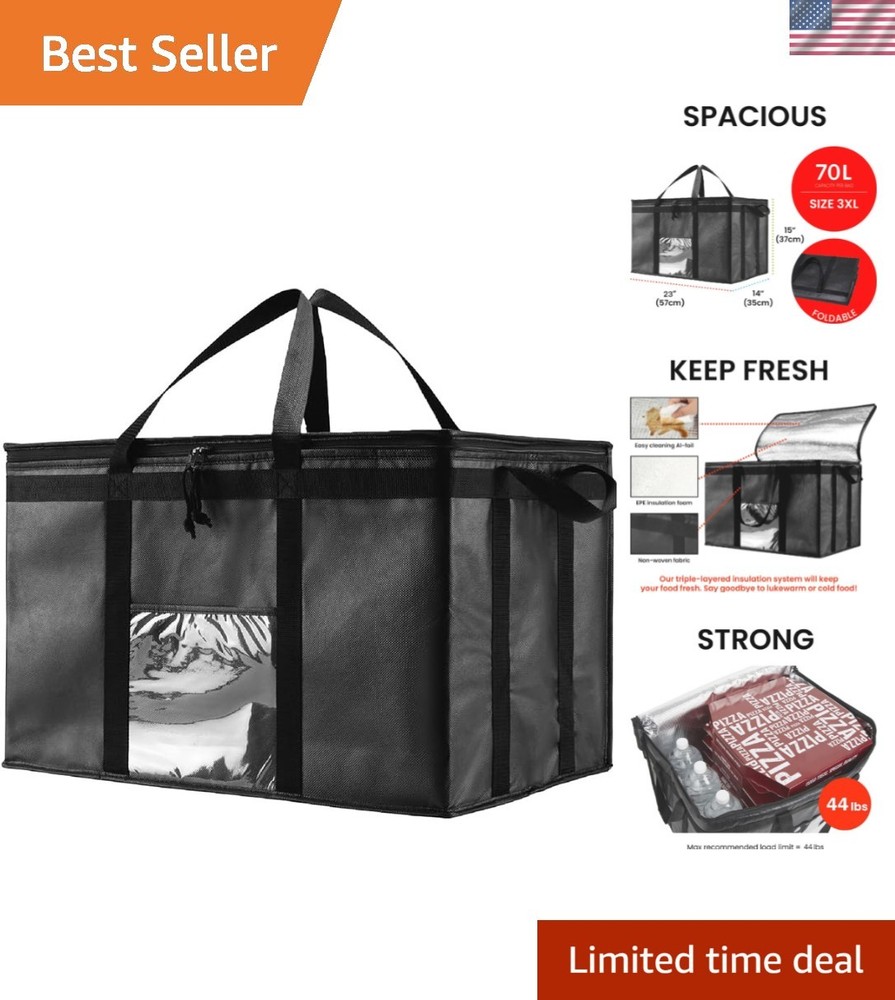 3XL Food Delivery Insulated Bag – Heavy Duty Cool Tote for Groceries & Catering