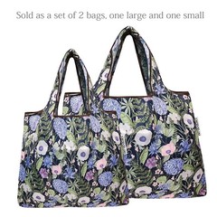Large & Small Foldable Tote Nylon Reusable Grocery Bags, Set of 2, Lavender B…