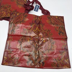 Marshall’s Reusable Shopping Bags Lot Of Four Red And Gold Paisley 20”x 17”