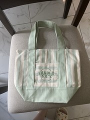 Trader Joe’s MINI PASTEL STRIPE CANVAS TOTE BAGS (GREEN)AUTHENTIC 2026 Edition