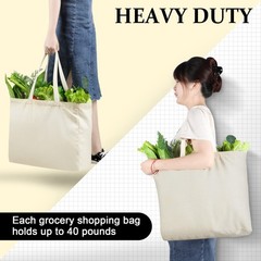 12 Pack Canvas Grocery Bag Large Blank Shopping Tote Bags Reusable Pouches Bu…