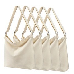 (5pack Beige Women’s blank large Size Canvas Crossbody Tote Handbags Shoulder…