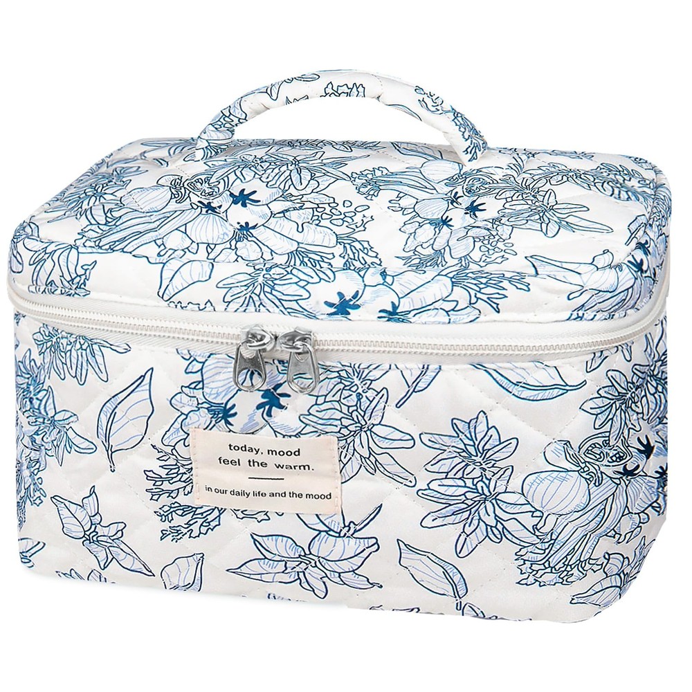 Gosect Large Makeup Bag, Cute Cosmetic Bag for Women Girls, 034Navy Blue