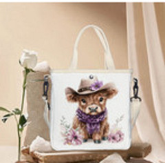 Highland Cow Print Canvas Tote