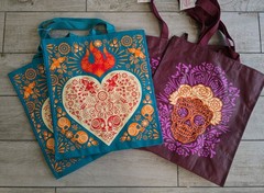 Destination Holiday Day Of The Dead Lot Of 4 Reusable Grocery Shopping Bags