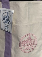 Trader Joe’s Foldable Canvas Reusable Shopping Bag White Purple Solid