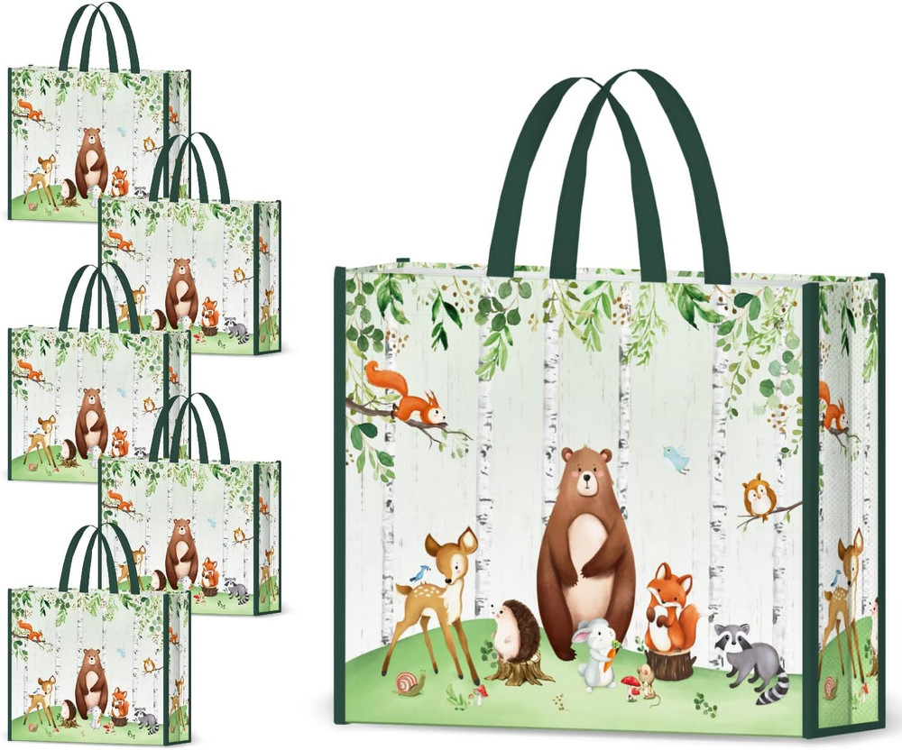 5 Pack Foldable Tote Bags 17.7 * 15 * 5 Inches Kids Party & Reusable Candy Goodi