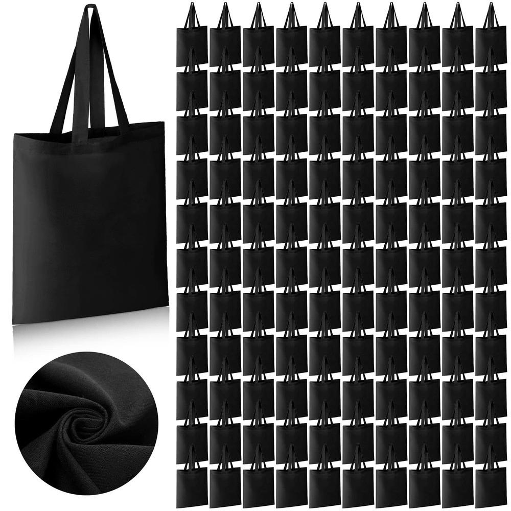 Roowest 120 Pieces Cotton Tote Bag Bulk 15 x 16 Inch Blank Canvas Tote Bags R…