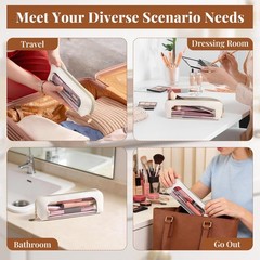 Sightor Clear Makeup Bag, PU Leather Brush 7.9 x 2.6 inches, Beige