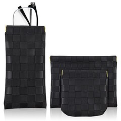 3PCS Small Makeup Bag for Women, Mini Cosmetic Three different sizes, Black