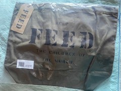 NWT Help FEED the children, reusable tote bag -Army Green Made in India