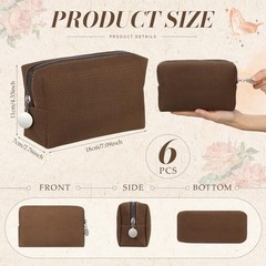Kacctyen 6 Pcs Waffle Makeup Pouch Bag approx. 7.1 x 4.3 x 2.8 inches, coffee
