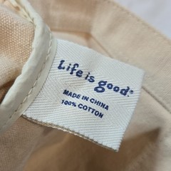 Life is Good Cotton Foldable Tote Bag Zippered Interior Pocket 22in tall