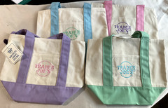 NEW Set of all 4 Trader Joe’s Mini Canvas Bags – pink, purple, green and blue
