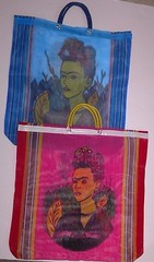FRIEDA Kahlo Grocery Bag (Mercado)Multi color mesh shopping Plastic handles bag