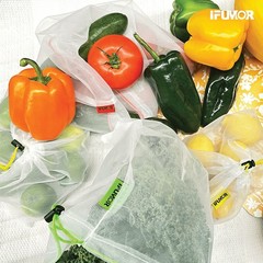 Ifumor 9 Pack Eco Friendly Reusable Mesh 3 small, 3 medium & 3 large, White