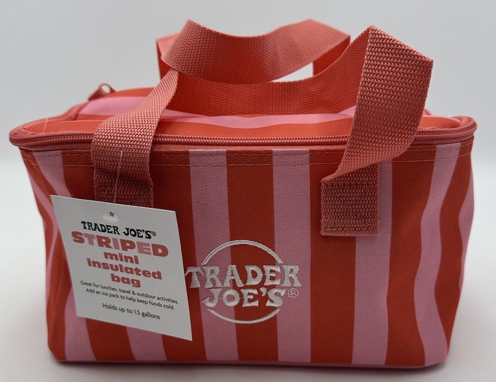 Trader Joe’s NEW 2026 Mini Cooler Bag Striped Coral / Pink 1.5 Gallon Limited Ed