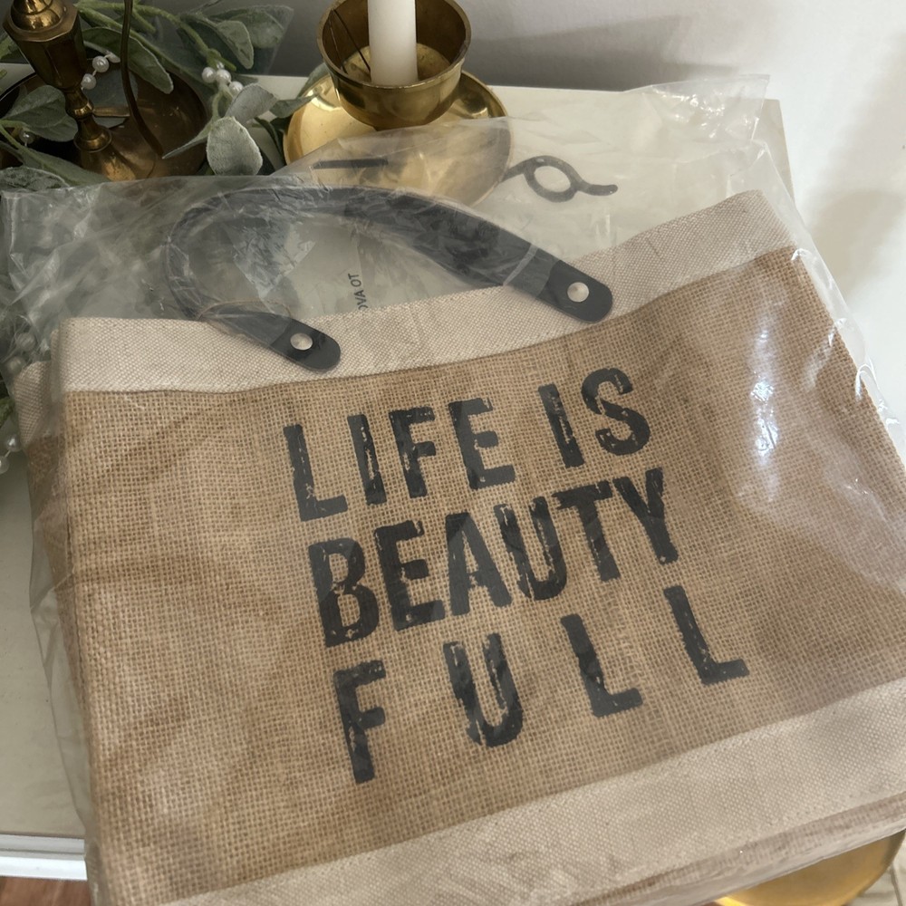 Hold Everything Market Tote 13 x 10 Beauty Full Natural Brown