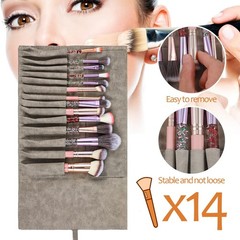 Xinjoduz 1 PCS Makeup Brush Holder Organizer, PU 13.78 × 7.87 inches, Grey