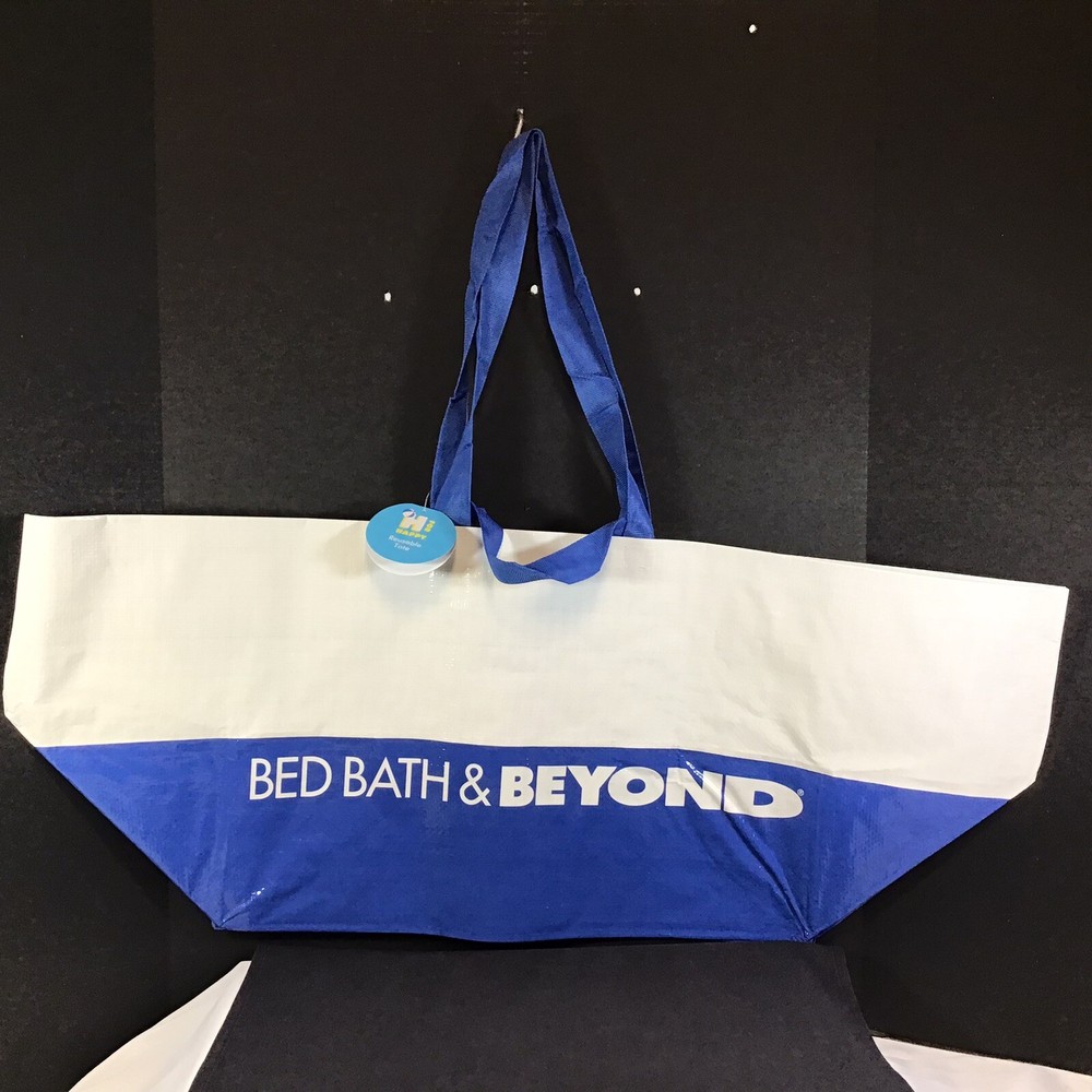 Bed Bath & Beyond Eco Tote Reusable OverSized Shopping Bag 21” x 13” x 13” Blue