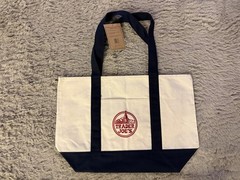 Trader Joe’s Canvas Foldable Reusable Shopping Bag White Navy Blue Red