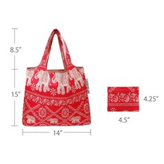 Foldable Tote Nylon Reusable Grocery Bag (Set of 2), Regal Elephants