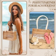 6 Pcs Burlap Tote Bags Reusable DIY Jute Bag Blank Tote with Handles for Wedd…