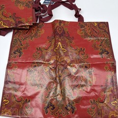 Marshall’s Reusable Shopping Bags Lot Of Four Red And Gold Paisley 20”x 17”