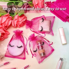 Boao 100 Pcs Eyelash Aftercare Bags 4 x 6 Inches Eye Lash Print Pink